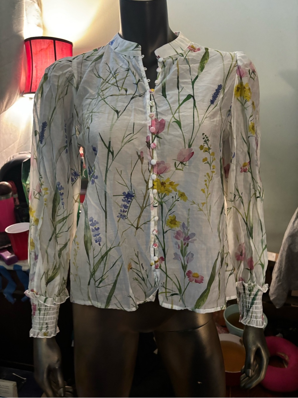 Bailey 44 White Floral Button-Front Blouse